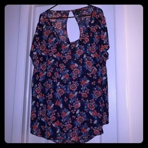 Women's 22/24 Torrid Blue & Orange Floral Blouse